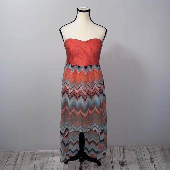 No Boundaries Coral Strapless high low Dress junior's size XL (15-17) - Picture 1 of 9